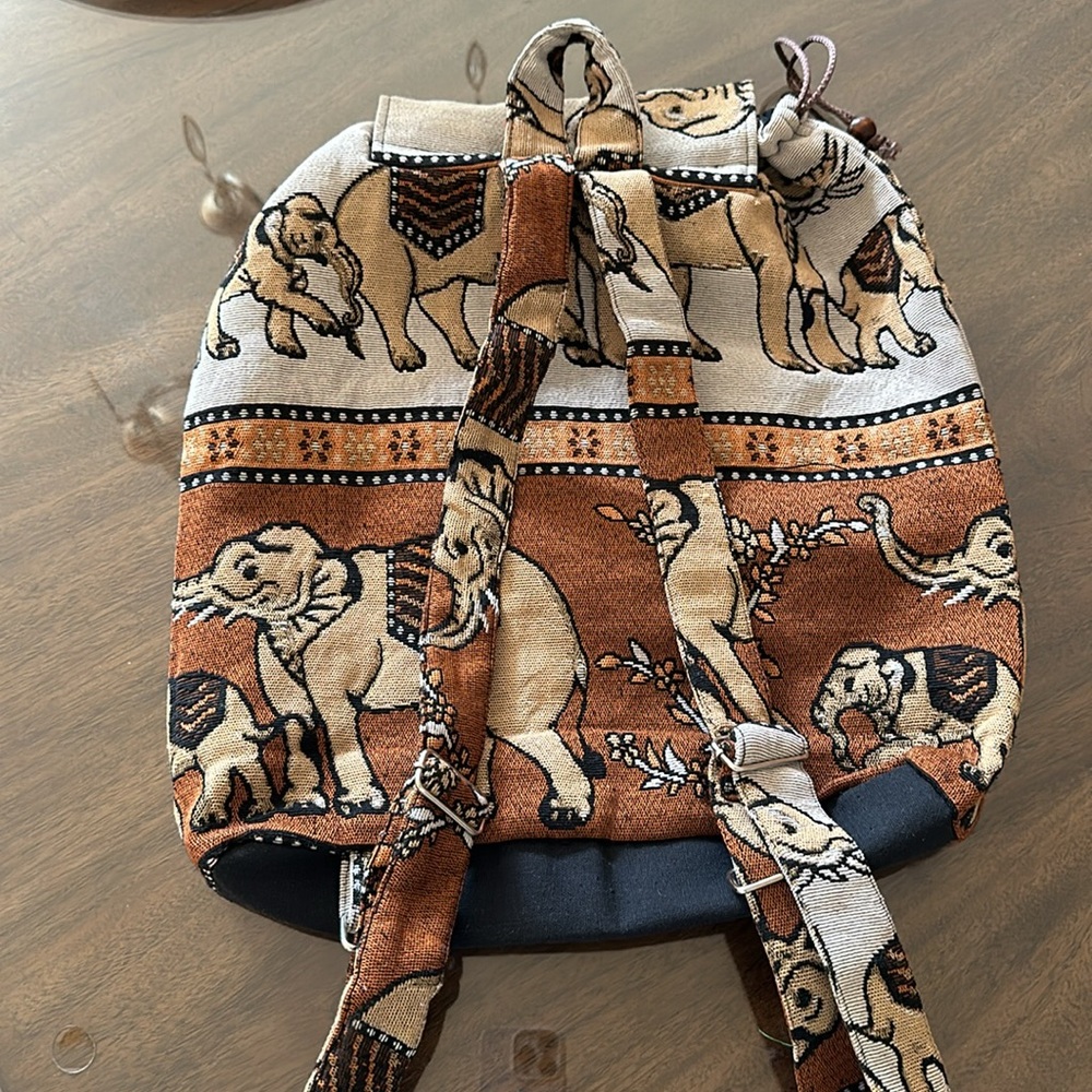 Elephant Embroidered Drawstring Backpack - image 2